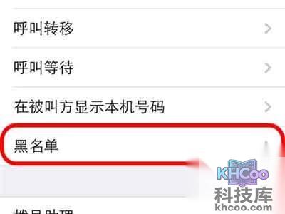 点击黑名单功能选项