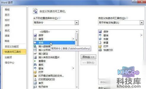 Word2010快速访问工具栏添加命令9