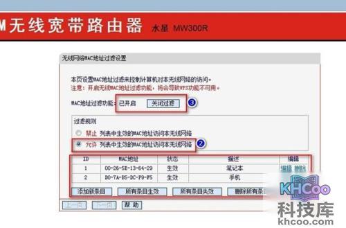 mac地址过滤设置
