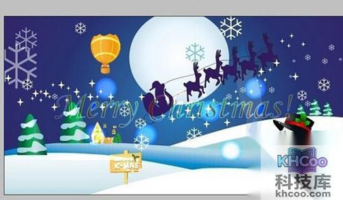 利用同样的方法将其它需要的圣诞元素也放置在背景文档