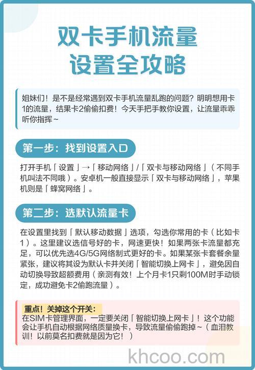 双卡怎么设置只用卡1或卡2的流量