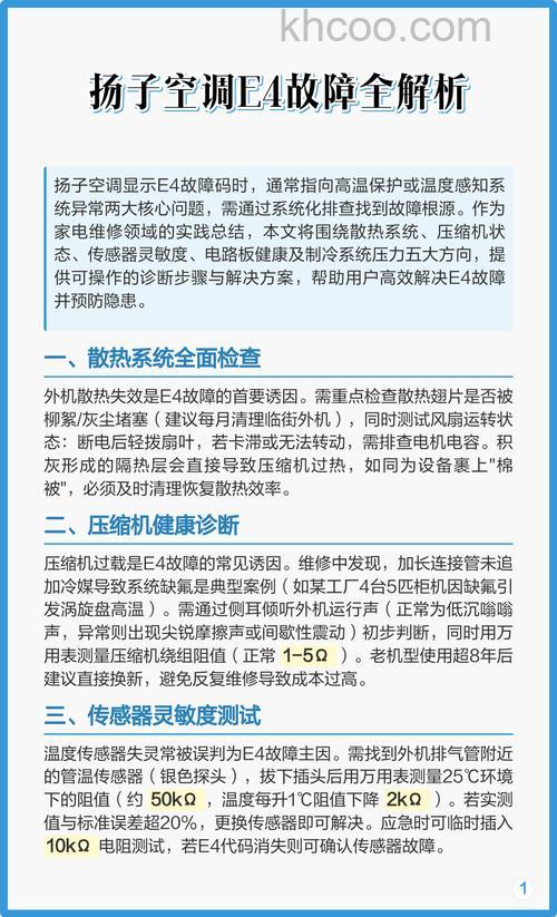 扬子空调显示E4是什么故障 扬子空调显示E4解决方法【详解】