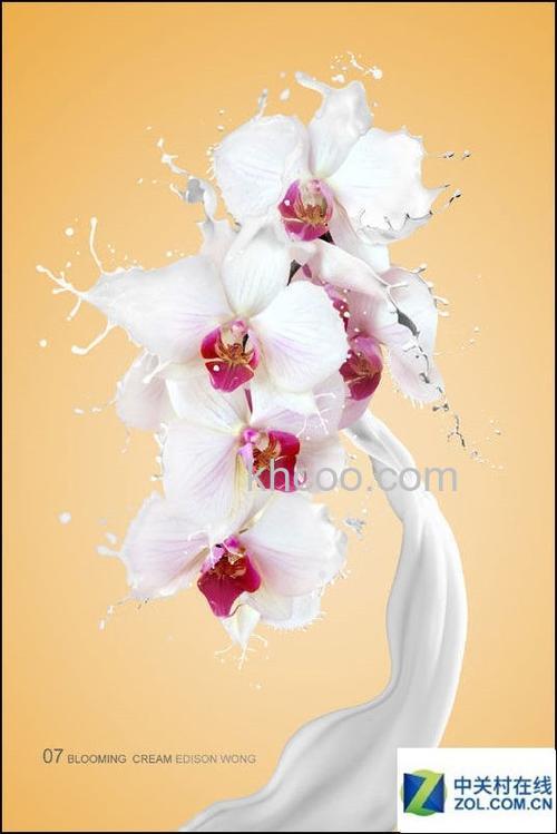 Photoshop怎么快速给花朵加上喷溅牛奶