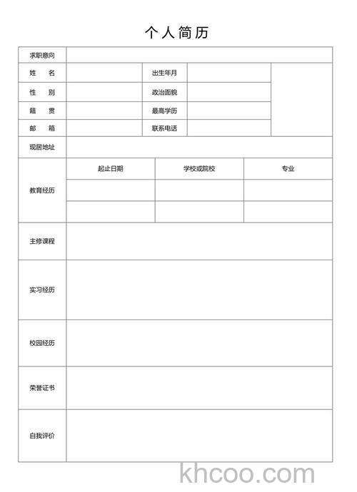 简历表格下载word格式大全