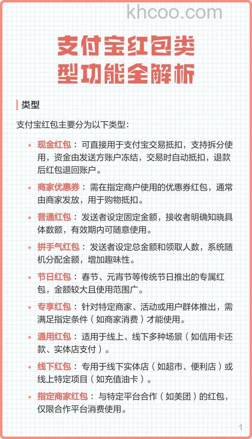 支付宝红包的使用类型有哪些
