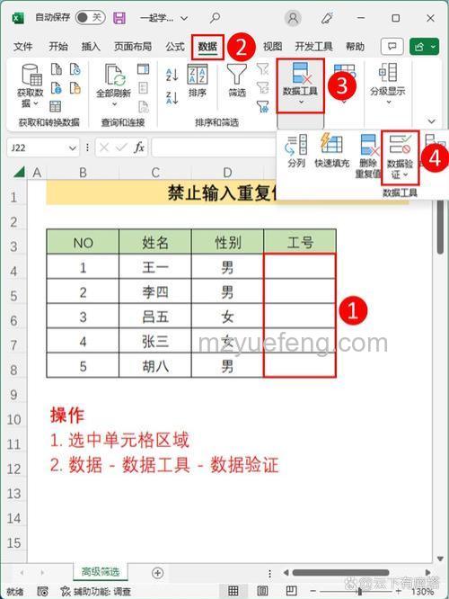 Excel2003防止重复录入数据技巧:轻松避免重复输入