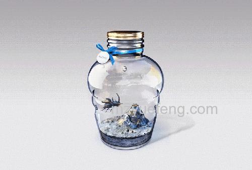 怎么利用PS自由变换工具制作瓶子动态倾斜的效果